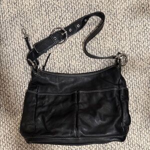 Black Leather Oioi Australia Shoulder Diaper Bag